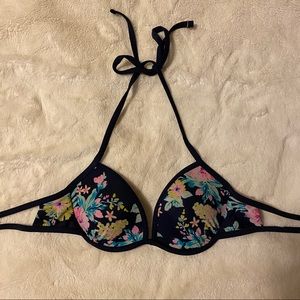 Xhilaration Blue Floral Bikini Top